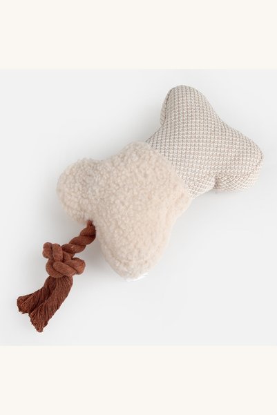 Comerivo Os textil cu sunet si sfoara pentru caini, 21cm - jucarie interactiva