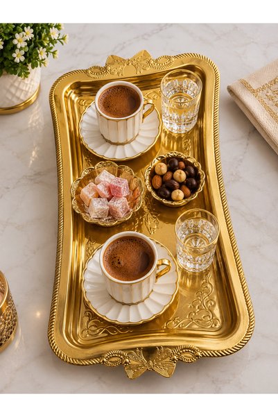 Generic Brand صينية تقديم ذهبية مزدوجة مقاس 30x16 28x28