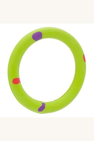 Comerivo Inel de jucarie din cauciuc pentru caini, verde deschis, 16cm