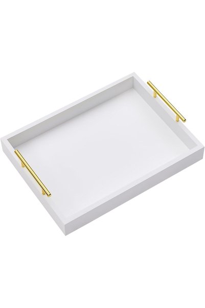 Generic صواني تقديم بمقابض مقاس 40 سم × 30 سم × 8 سم، صينية تقديم زخرفية لغرف...