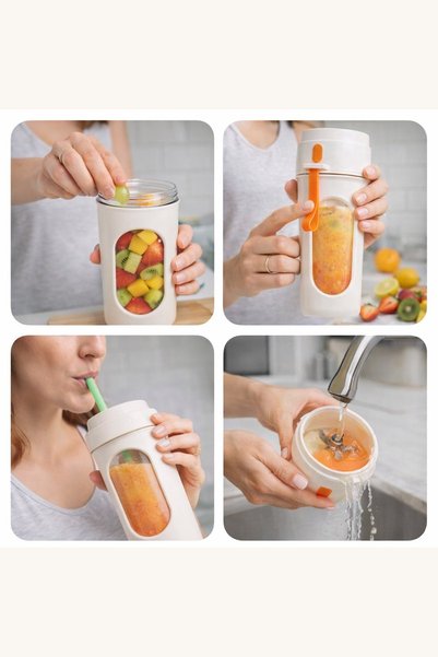 Comerivo Blender portabil 450ml cu USB, lame inox si sticla pentru smoothie