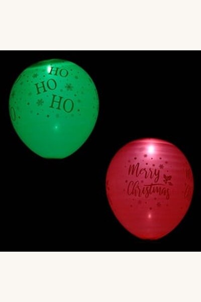 Comerivo Set 4 baloane de Crăciun cu LED, verzi și roșii, Ho Ho, 30 cm