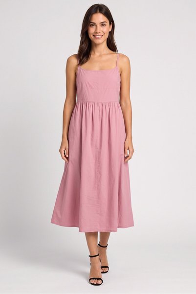 CAMAİEU Women Plain Midi Dress, Mauve