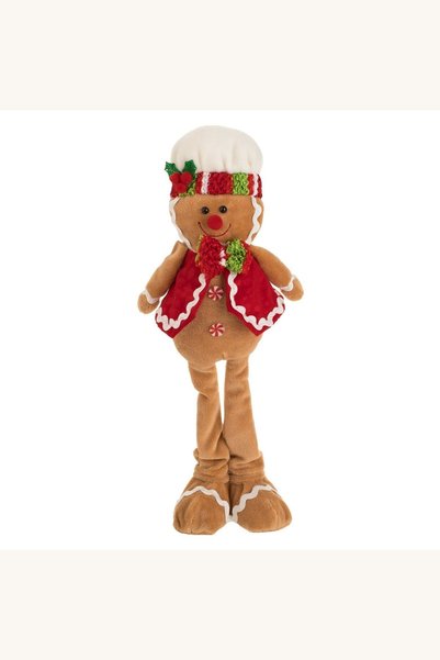 Comerivo Om de turta dulce cofetar textil cu vesta rosie si palarie alba, 33 cm