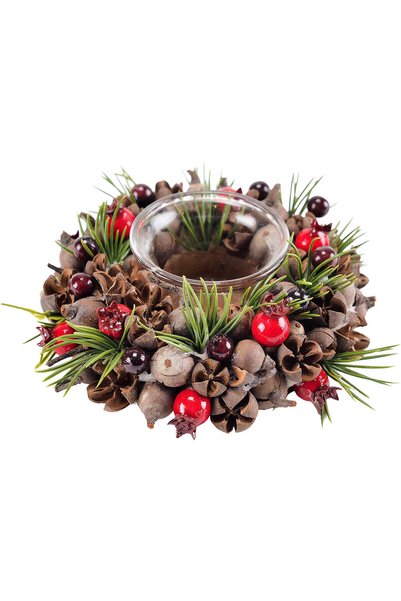 OEM Suport lumanare, decorat cu elemente naturale, 14*5cm
