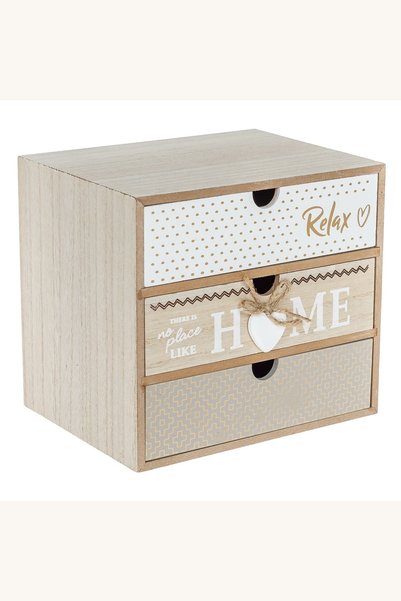 Comerivo Organizator din lemn cu 3 sertare pentru birou, design inima alb- 20...