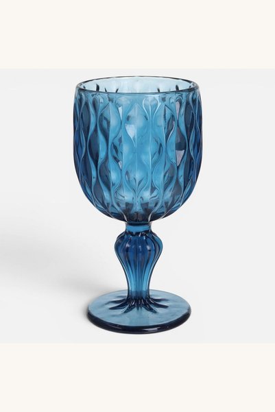 Comerivo Pahar Vin Sticla Albastra Pulse 340ml - Design Ondulat Elegant