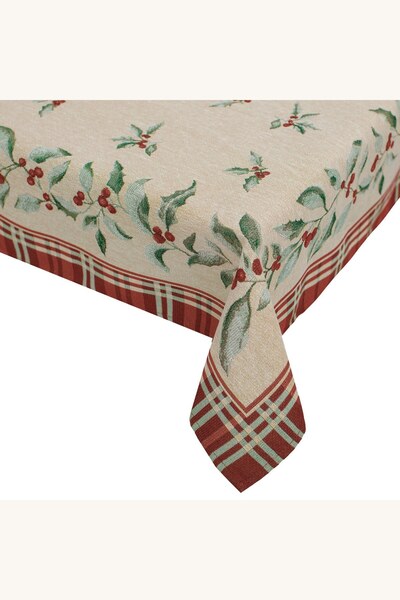 Comerivo Tesatura decorativa pentru masa de Craciun cu broderie vasc ecru gri...