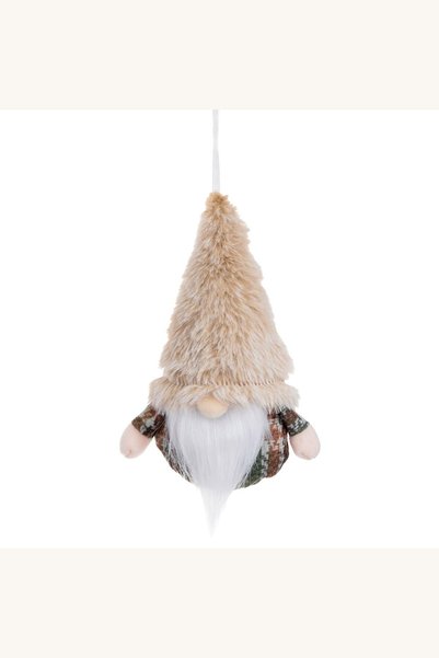 Comerivo Figurina Gnome pentru Brad Craciun, Caciula Bej cu Blana, 15cm