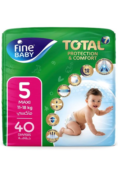 Generic 7 عبوات حفاضات مقاس 5، ماكسي (11-18 كجم)، 40 قطعة. حماية فائقة وراحة ...