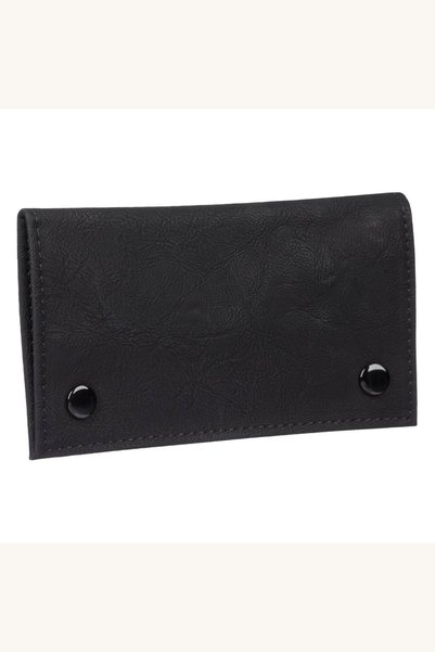 Comerivo Cutie tutun negru piele artificiala cu capse si compartimente 16.5x9cm
