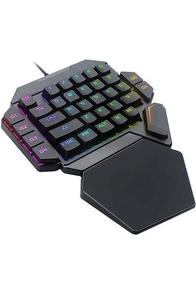 Generic One-Handed RGB Mechanical Gaming Keyboard, 35 Keys with Rainbow Backl...