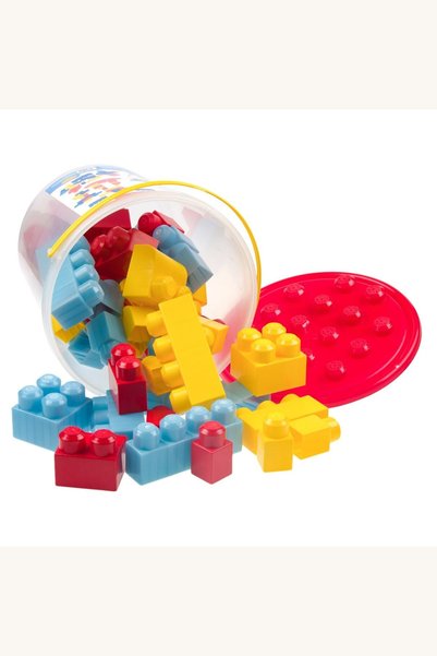 Comerivo Cuburi constructie colorati mari 48 piese - galeata galbena rosie pe...
