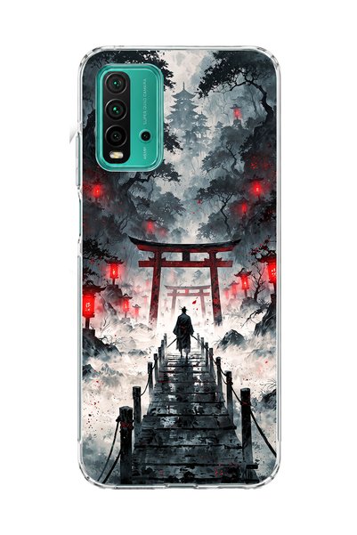 lelia حافظة هاتف شفافة مطبوعة عليها بوابة ساموراي متوافقة مع Redmi 9T