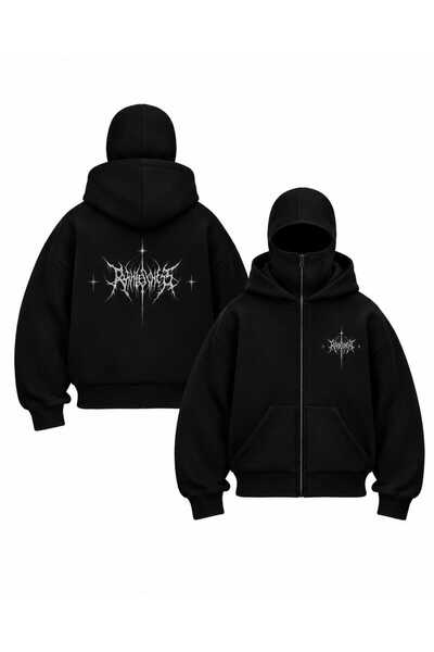 LAND MODA Balaclava Baskılı Ninja Hoodie Sweatshirt