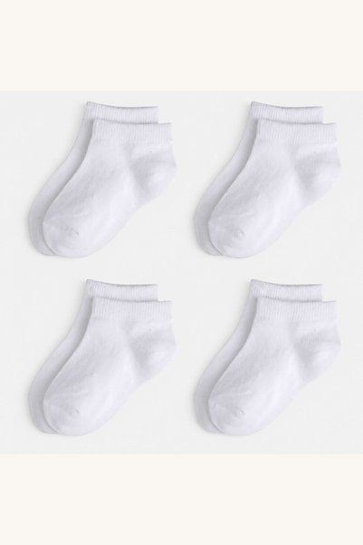 Comerivo Set 4 perechi sosete albe scurte pentru baieti - confort zilnic