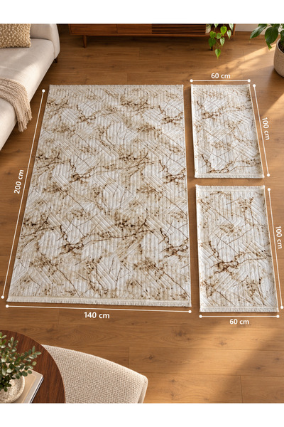 OEM Set 3 covoare cu pui antiderapante cauciucate, 140 × 200 cm + 2 bucăți 60...
