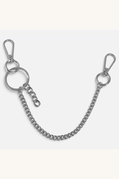 Comerivo Breloc charm pentru geantă, cu lanț metalic argintiu și inel, 28 cm