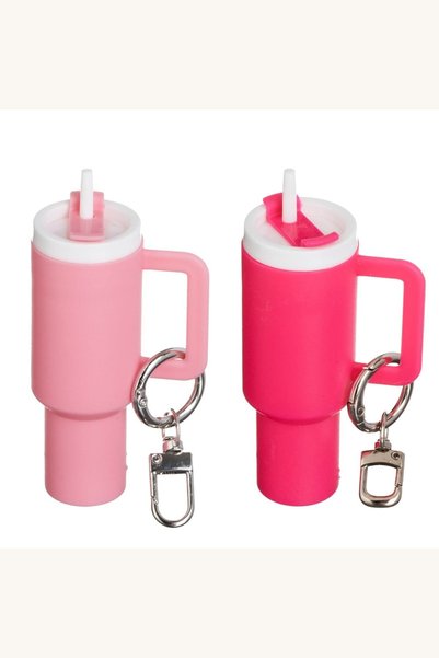 Comerivo Breloc Cana Termos Roz Fucsia 10cm - Accesoriu Vesel pentru Ghiozdan...