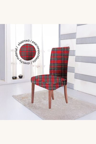 Comerivo Husa de scaun Craciun rosie carouri, 97-101cm inaltime