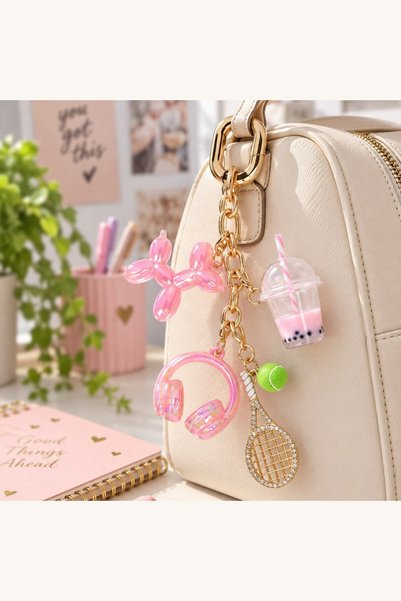 Comerivo Breloc metalic cu lant auriu si 5 pandative detasabile - accesoriu g...