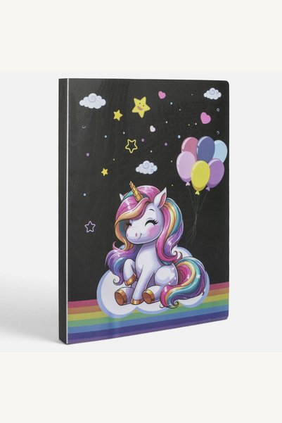 Comerivo Organizator documente A4 negru cu unicorn, 20 folii incluse