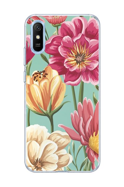 lelia حافظة هاتف شفافة متوافقة مع Redmi 9A مطبوعة باللون الأخضر النعناعي