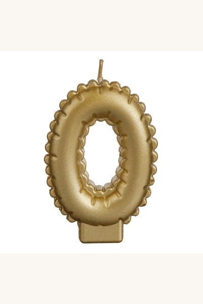 Comerivo Lumanare tort cifra 0 auriu metalic pentru aniversari, 5.5x8.5 cm
