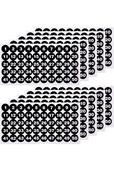 Generic Consecutive Number Stickers (1-50) 2.54cm Waterproof Self-Adhesive Un...