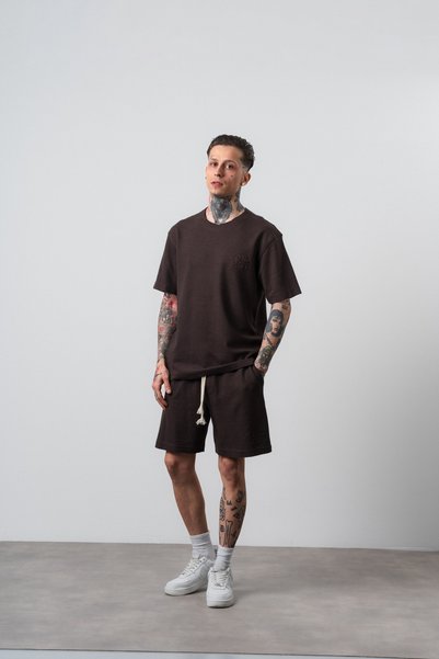Respire Compleu Bărbați Tricou și Pantaloni Scurți Set Textură Fagure Waffle ...