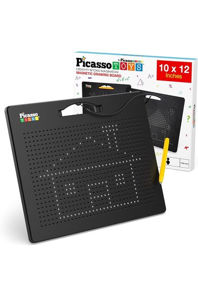 PicassoTiles لوح رسم مغناطيسي كبير 12×10 بوصة مع 748 خرزة مغناطيسية، لوح كتاب...
