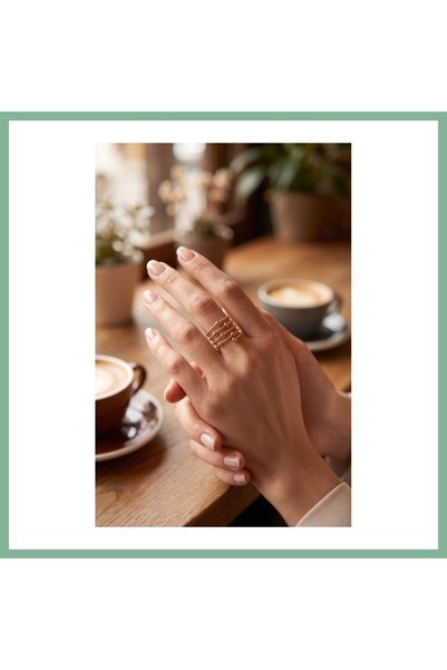 BŞK VİRGO Brass Gold Color Spiral Stud Model Women's Ring Bsk2026