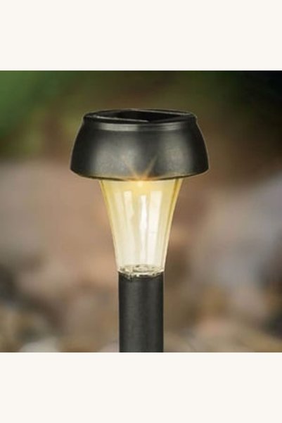 Comerivo Lampă solară rotundă neagră cu LED alb, cu stick, 18,5 cm