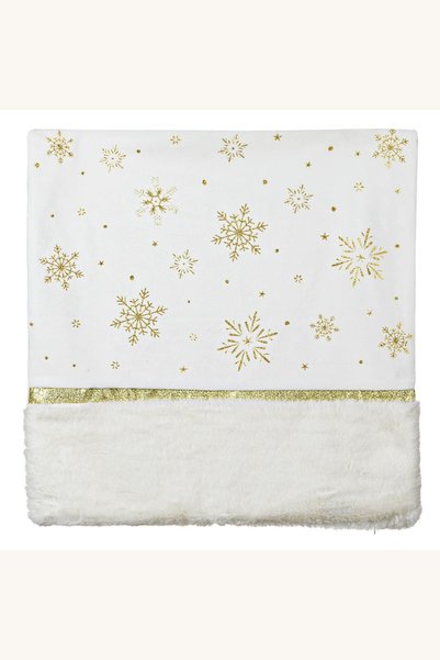 Comerivo Fata de perna alba catifelata cu fulgi aurii pentru Craciun 45x45cm