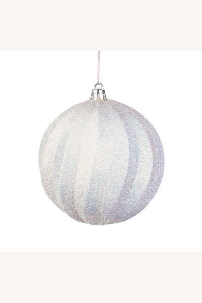 Comerivo Ornament glob pentru brad Craciun alb cu glitter holografic 8cm