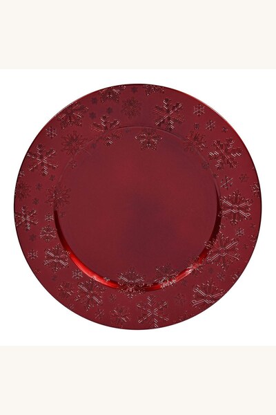Comerivo Servieta de Craciun rosie cu fulgi, plastic decorativ 33cm diametru