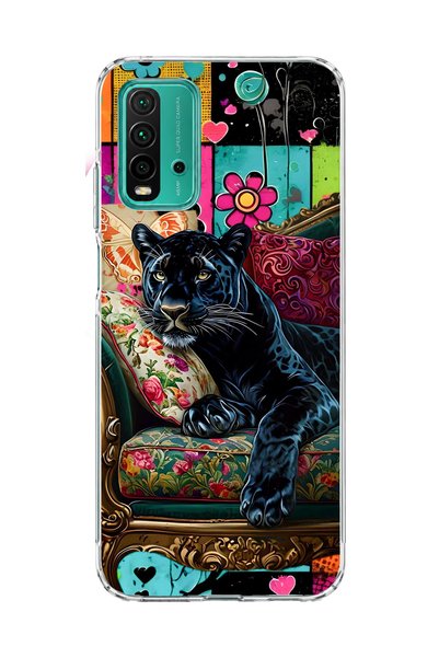 lelia حافظة هاتف شفافة متوافقة مع Redmi 9T مطبوعة بطبعة النمر الأسود