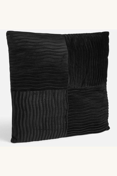 Comerivo Pernă decorativă de iarnă neagră din velvet cu dungi în relief 45x45cm