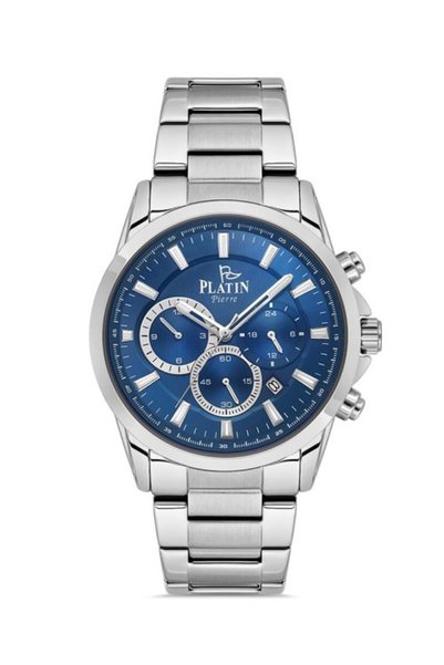 Platin Pierre Sa- Pl-1282Ga -A3 Functions Active Calendar Steel Band Men's Wr...