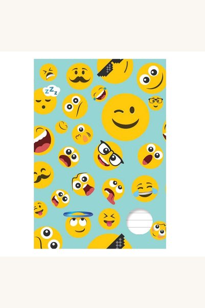 Comerivo Caiet dictando A5 cu emoji colorati, 60 foi, coperta bleu