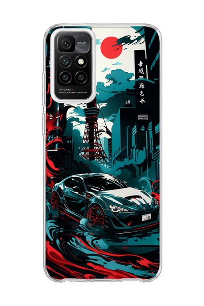 lelia Redmi 10 2022 Compatible Sports Car Tokyo Tower Printed Transparent Pho...