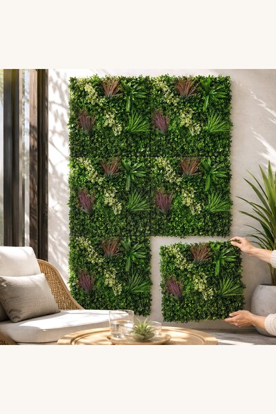 Comerivo Panou decorativ plante artificiale si flori 50x50cm, rezistent UV