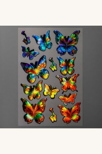 Comerivo Autocolante Puffy Fluturi Holografici - 14 bucati