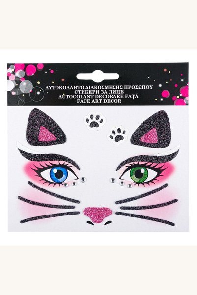 Comerivo Autocolant Fata Tattoo Pisica cu Strass pentru Deghizare