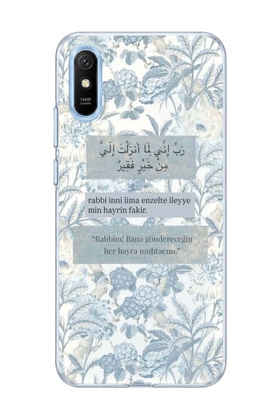 lelia حافظة هاتف شفافة متوافقة مع Redmi 9A مطبوعة بزهرة زرقاء فاتحة