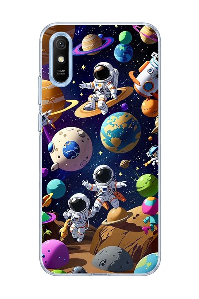 lelia حافظة هاتف شفافة مطبوعة عليها كوكب رائد الفضاء اللطيف متوافقة مع Redmi 9A
