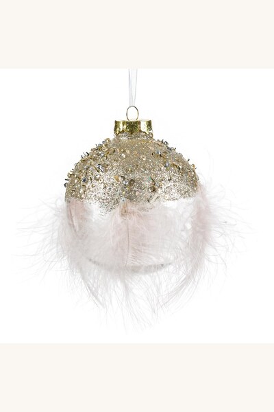 Comerivo Glob transparent pentru bradul de Crăciun, decorat cu strass auriu ș...