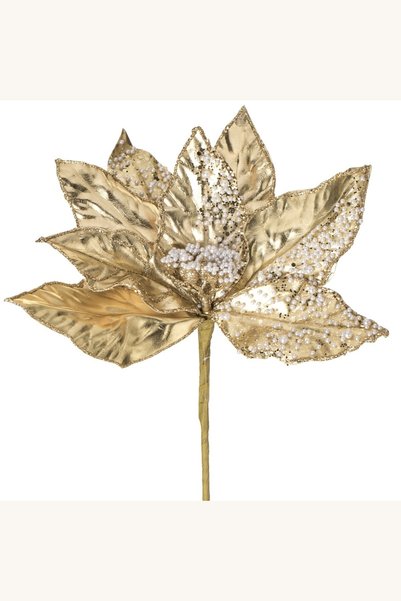 Comerivo Craciunita aurie cu glitter si margele pentru brad, 26 cm