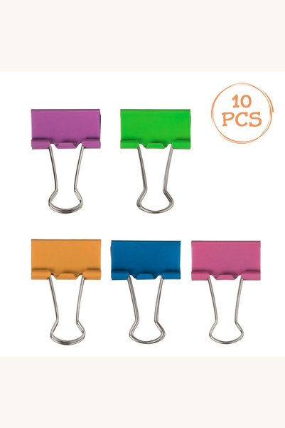 Comerivo Set 10 clipsuri metalice colorate 32mm - organizeaza documente la birou
