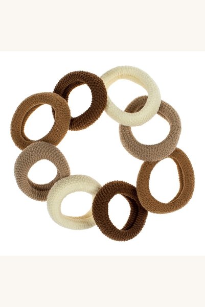 Comerivo Set 8 elastice frotte groase pentru par in tonuri maro, bej si ecru